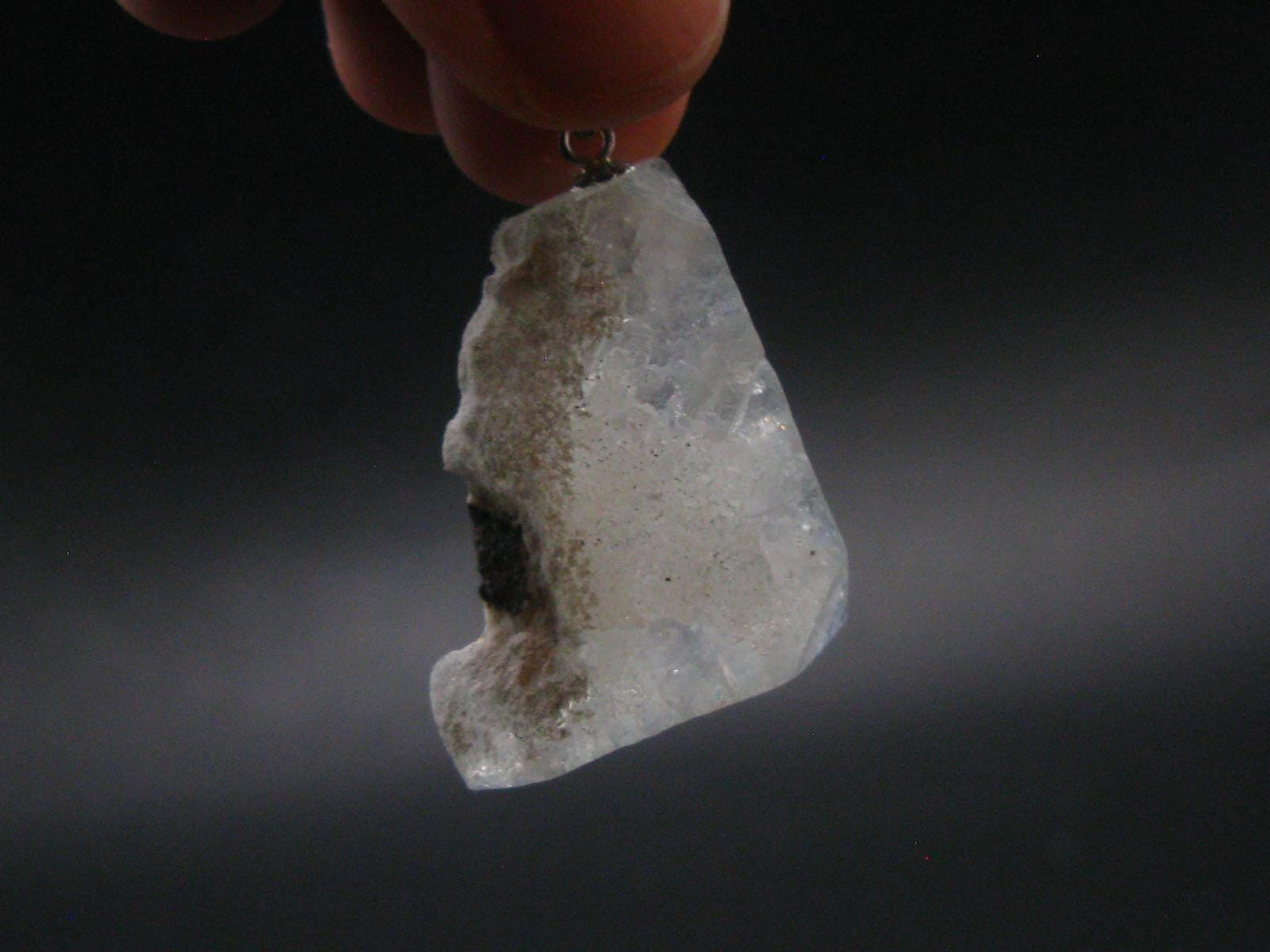 Clear Apophylite Apophyllite Crystal Silver Pendant From India - 1.4" - 8.72 Grams