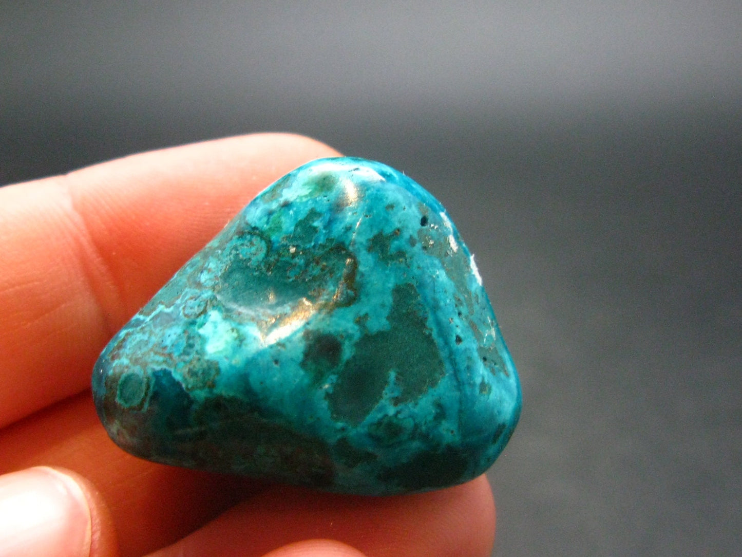 Very Nice Tumbled Dioptase Stone from Congo - 1.1" - 13.54Grams