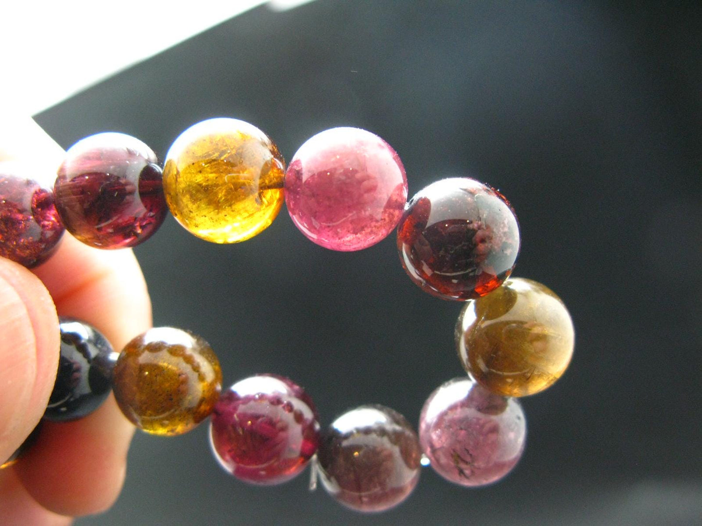 Watermelon Bicolor Tourmaline Genuine Bracelet ~ 7 Inches ~ 11mm Round Beads