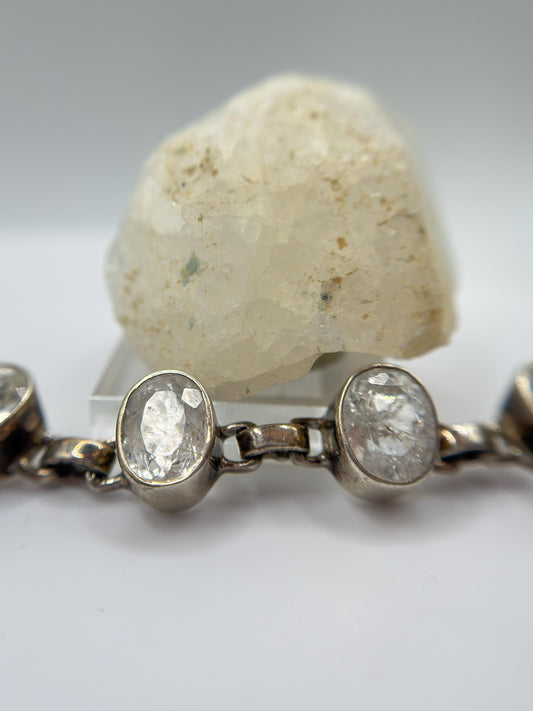 Faceted Phenakite (Phenacite) Crystal Bracelet in Sterling Silver - Weight 17.20