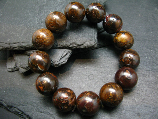 Boulder Opal Genuine Bracelet ~ 7 Inches ~ 16mm Round Beads