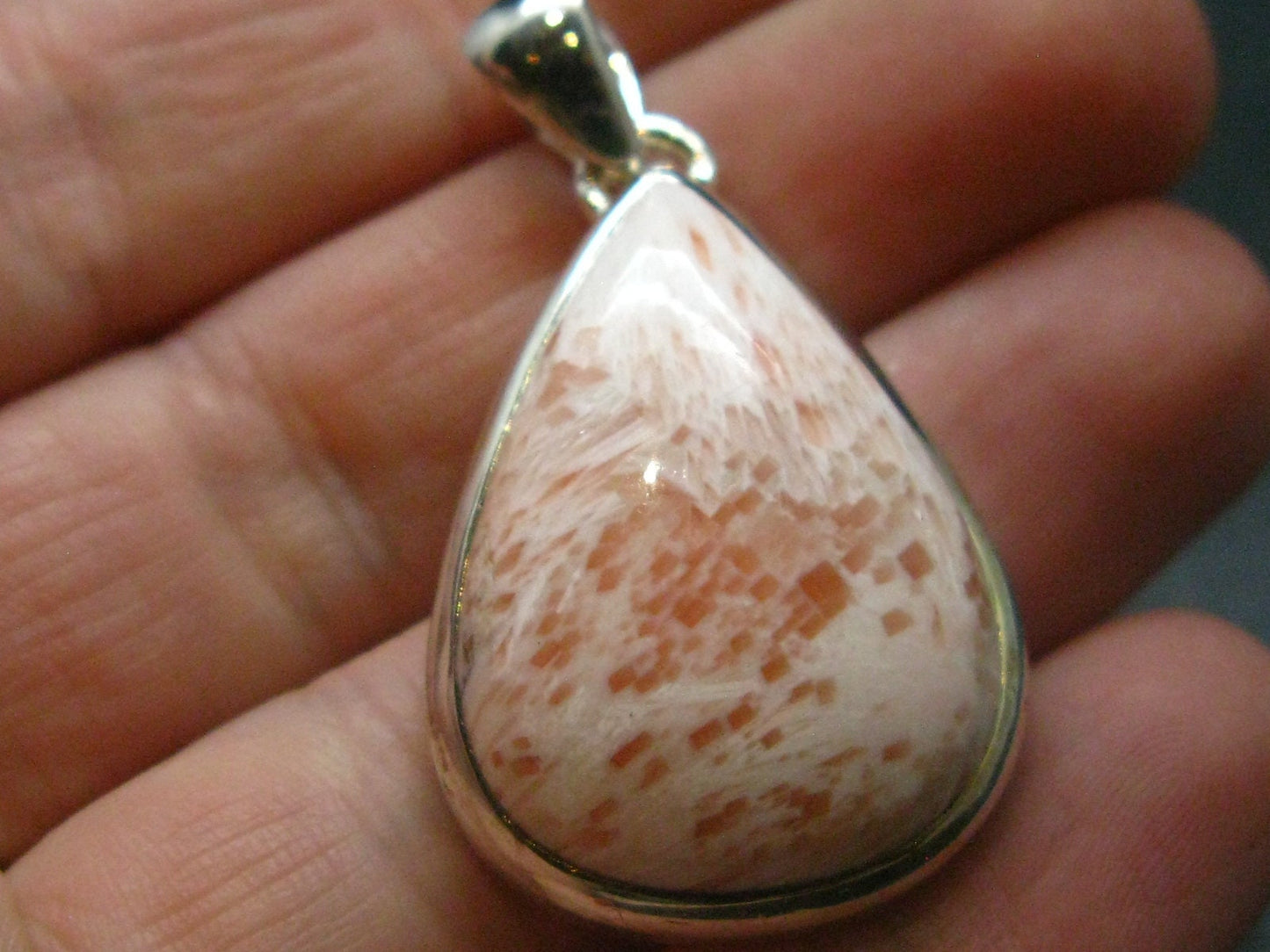 Pink Scolecite Sterling Silver Pendant From India - 1.5"