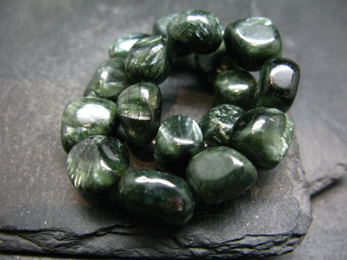 Seraphinite Clinochlore Genuine Bracelet ~ 7 Inches ~ 12mm Tumbled Beads