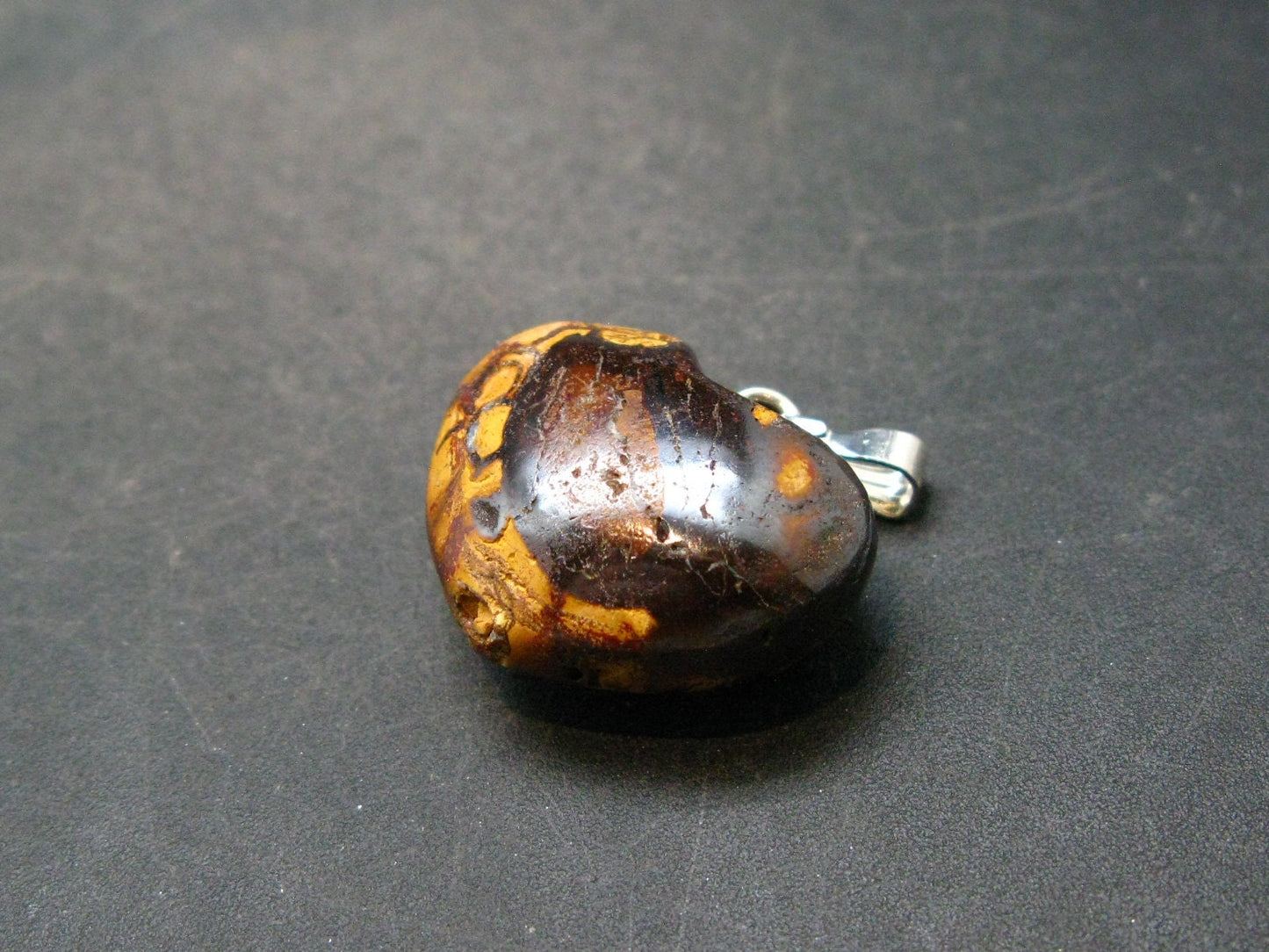 Very Rare Heart Boulder Opal Sterling Silver Pendant Necklace From Australia - 1.1" - 8.9 Grams