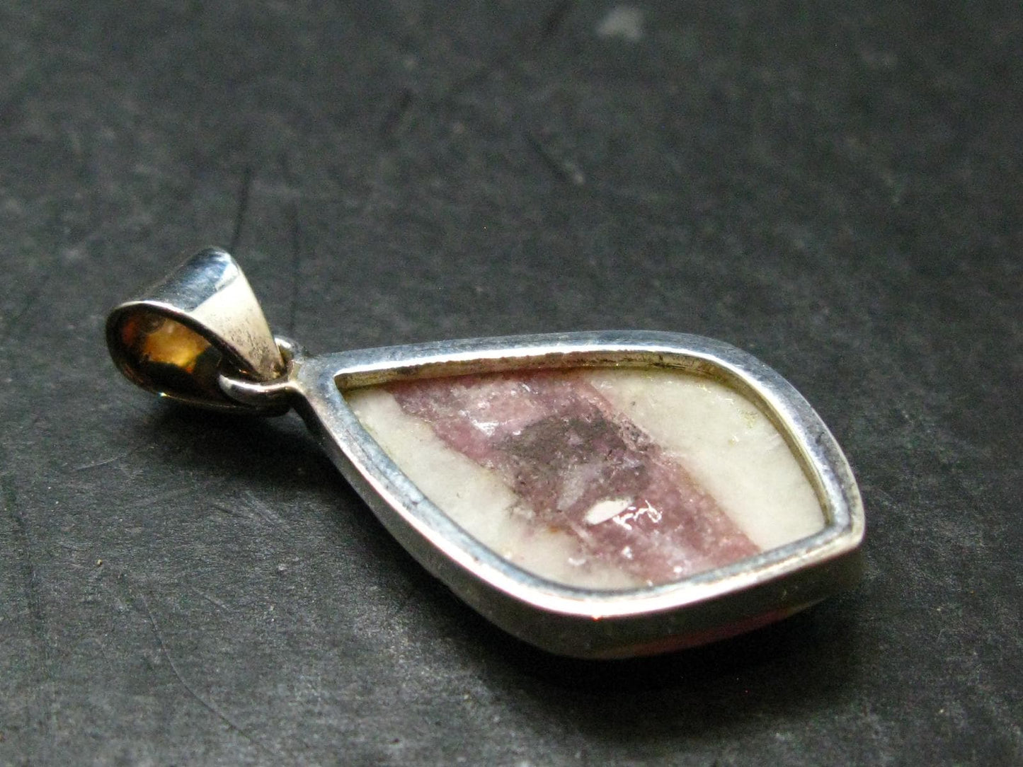 Pink Tourmaline In Quartz Crystal Silver Pendant from Brazil- 1.5" - 6.0 Grams