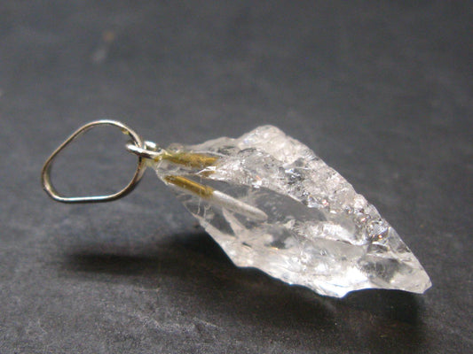 Goshenite Beryl Crystal 925 Silver Pendant From Brazil - 1.1" - 1.94 Grams