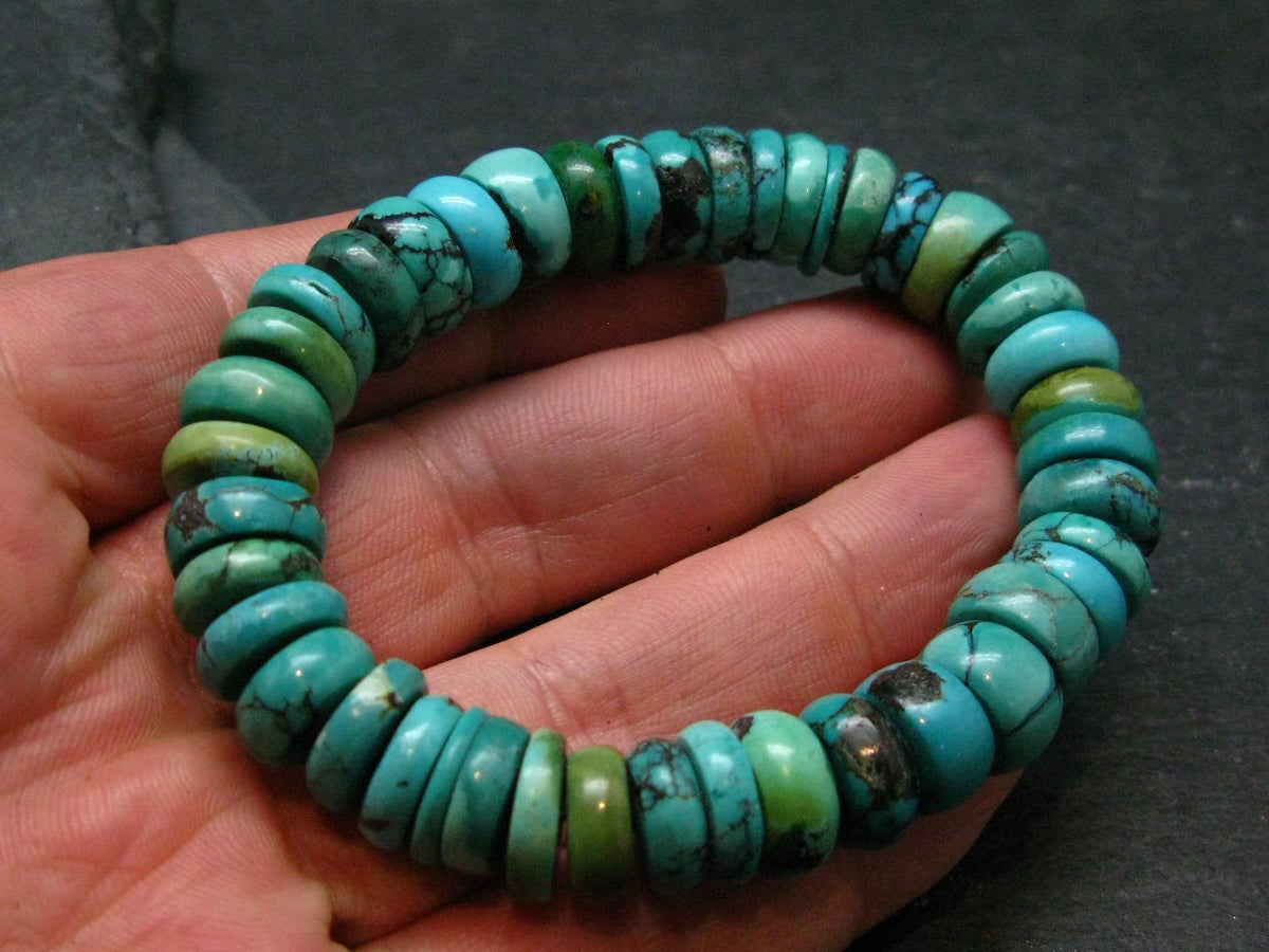 Turquoise Genuine Untreated Bracelet ~ 7 Inches ~ 12mm Rondelle Beads