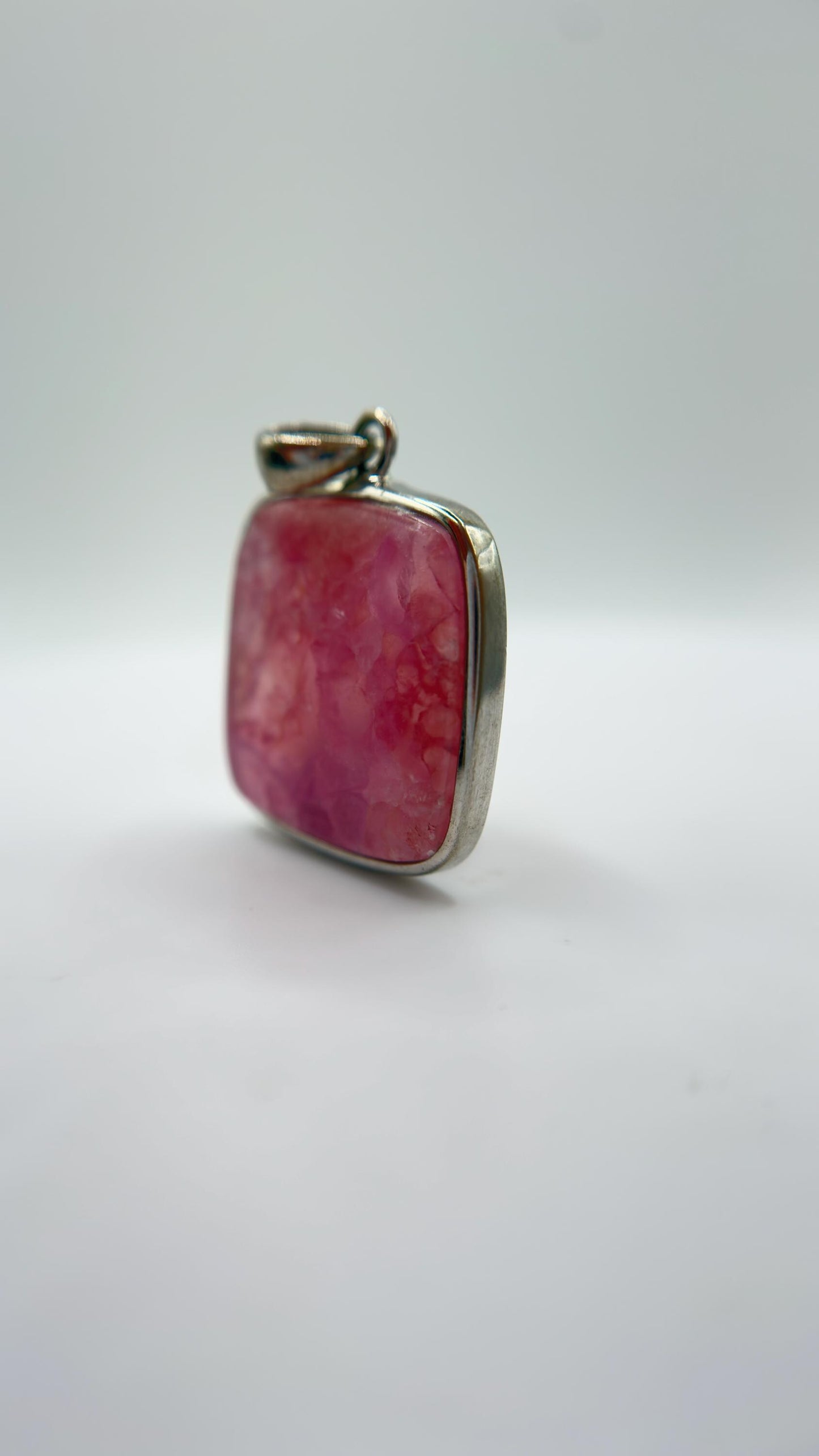 Cobalto Calcite Silver Pendant Pink Crystal Gemstone Natural Stone Jewelry Gift