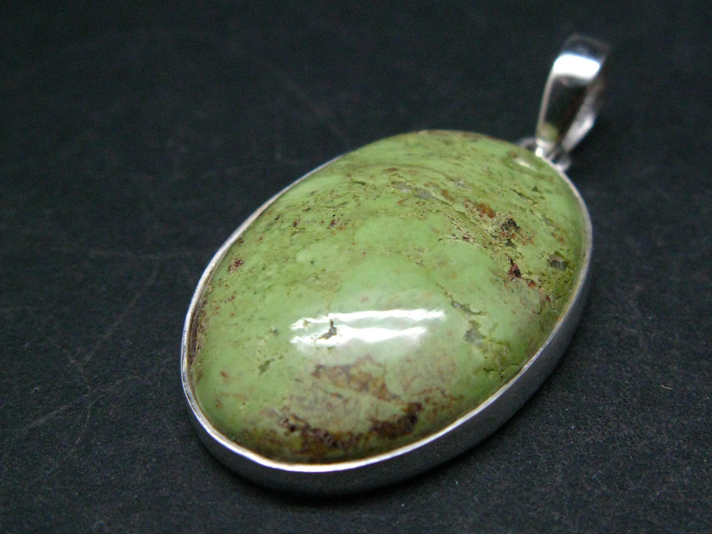 Gaspeite Silver Pendant From Australia - 1.5" - 7.4 Grams