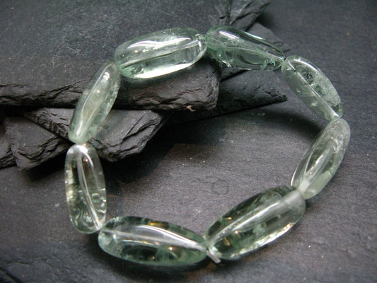 Prasiolite Green Amethyst Genuine Bracelet ~ 7 Inches ~ 22mm Tumbled Beads