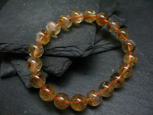 Citrine Genuine Bracelet ~ 7 Inches ~ 10mm Round Beads