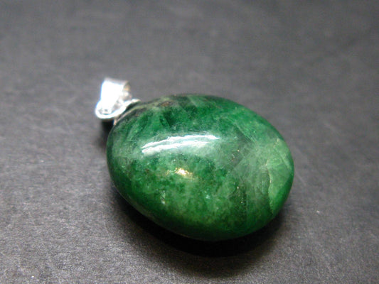 Tsavorite Gem Green Garnet Sterling Silver Pendant From Tanzania - 0.9" - 3.88 Grams