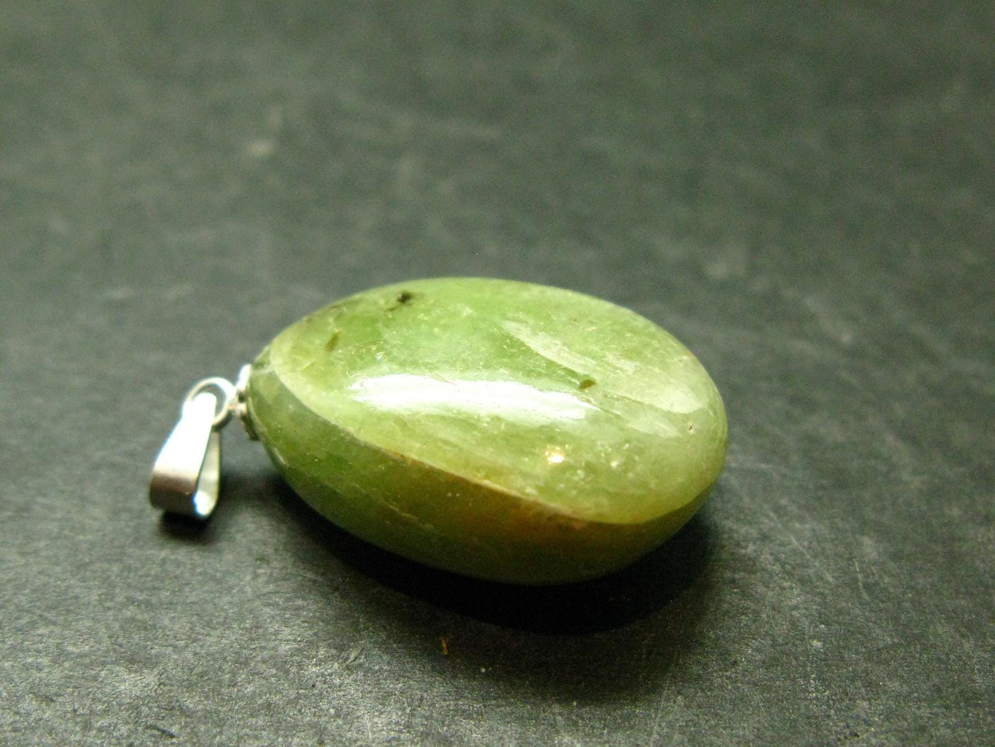 Green Kyanite Crystal Silver Pendant From Tanzania - 1.2"