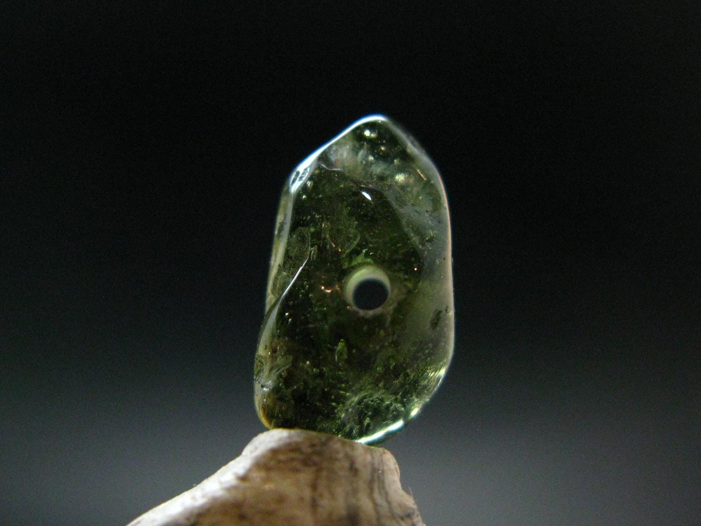 Moldavite Tektite Tumbled Bead from Czech Republic - 13 mm - 3.75 Carats