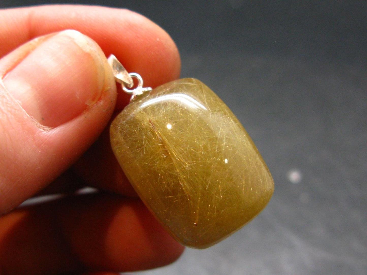 Rutilated Quartz Silver Pendant From Brazil - 1.1"