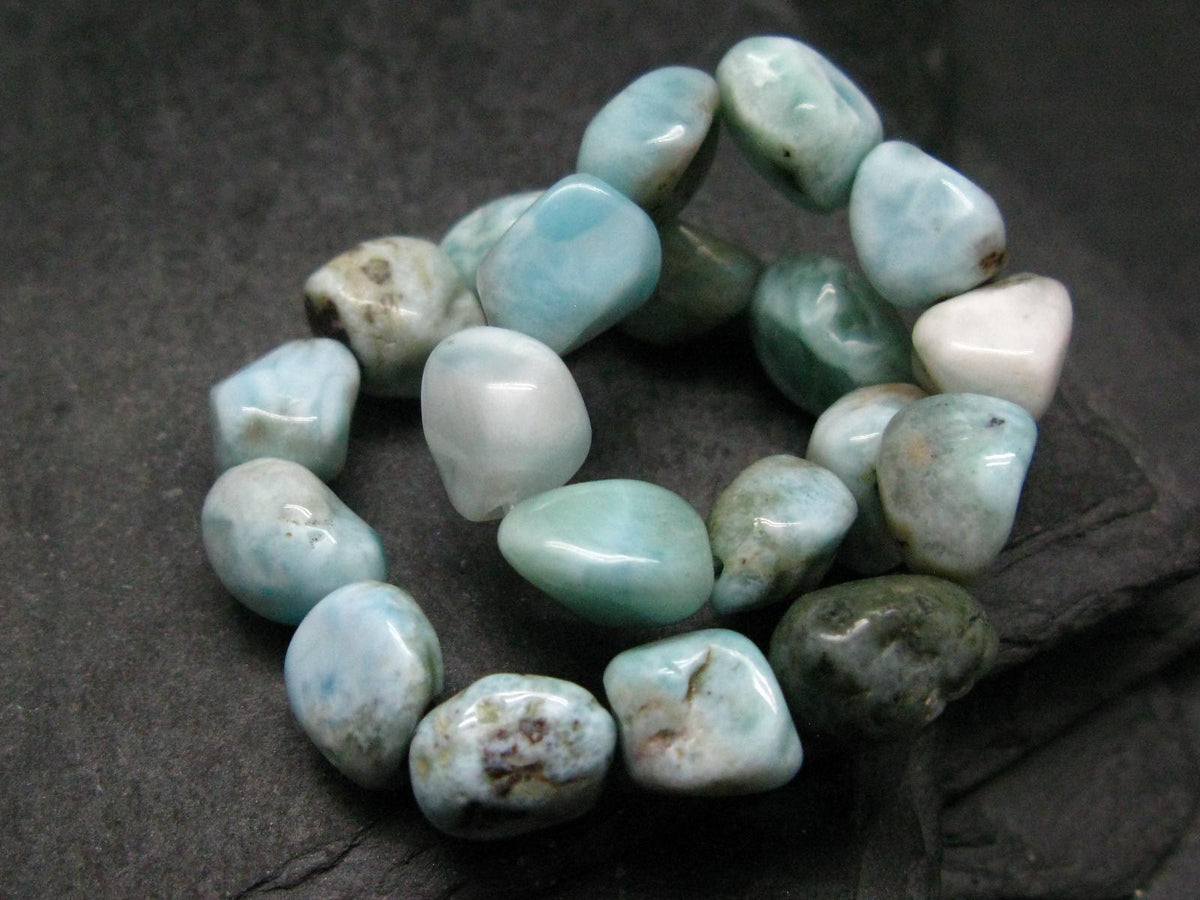 Larimar Genuine Bracelet ~ 7 Inches ~ 10mm Tumbled Beads