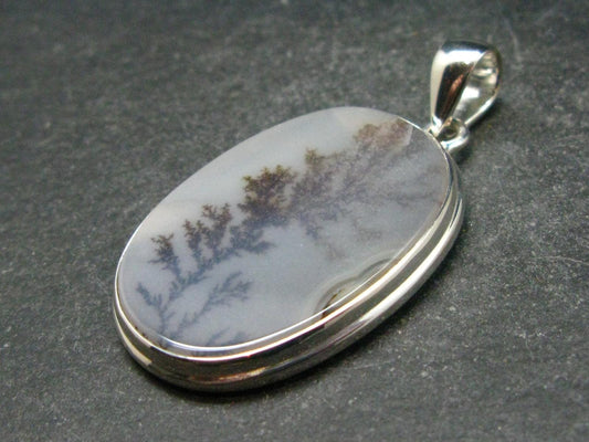 Moss Agate Silver Pendant From Russia - 8.82 Grams - 1.8"