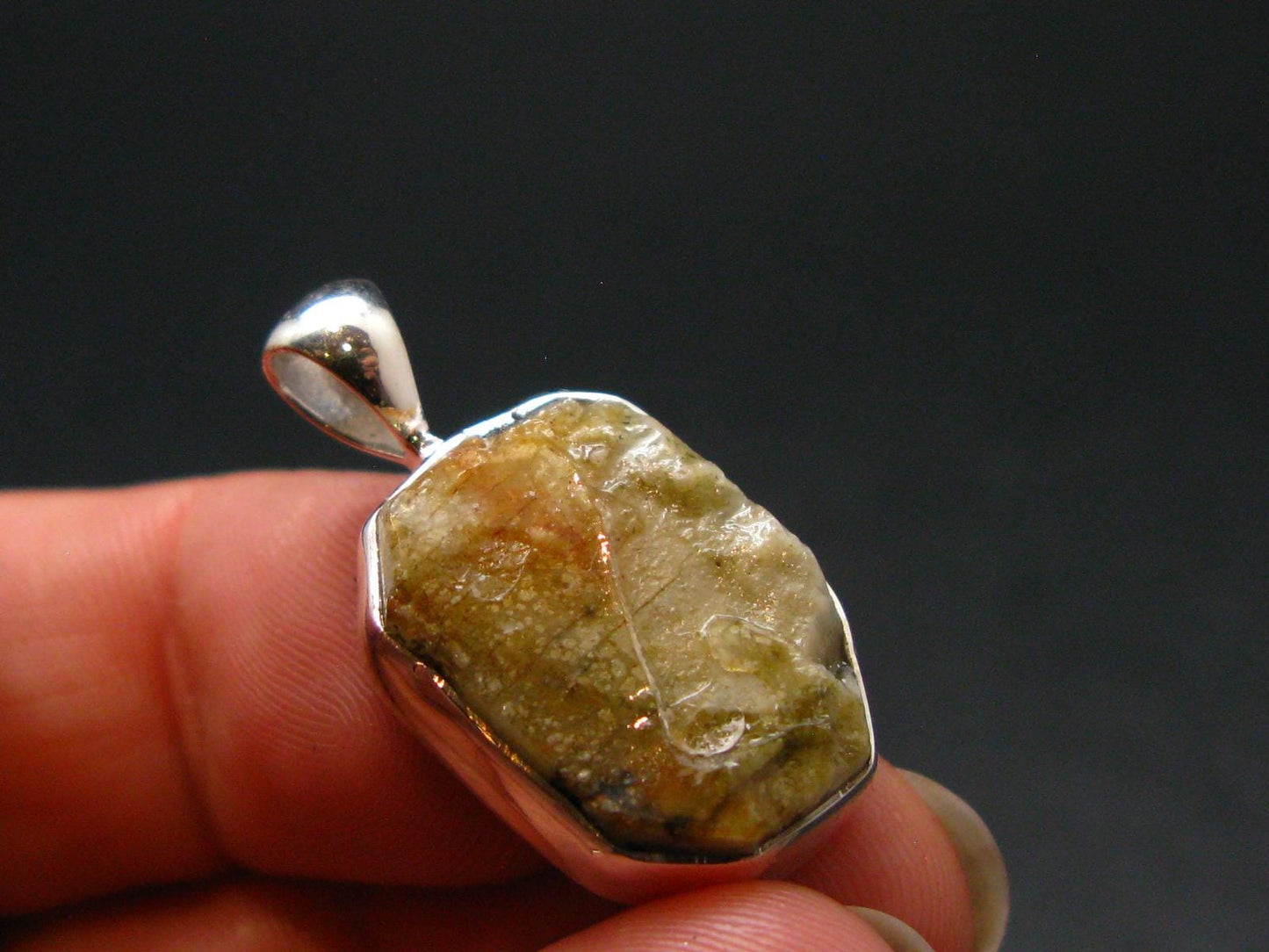 Phenakite Phenacite Crystal Silver Pendant From Brazil - 1.0" - 3.29 Grams
