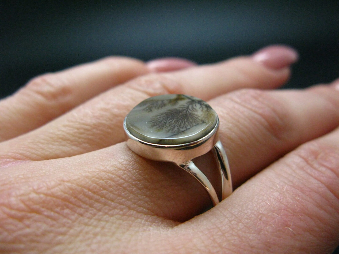Moss Agate Silver Ring From Russia - 4.3 Grams - Size 10