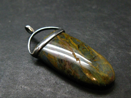 Natural Pietersite Polished Silver Pendant from Namibia - 1.7" - 5.41 Grams