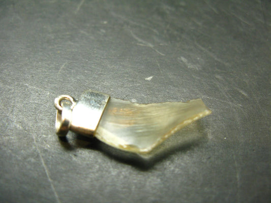 Gem Libyan Desert Glass Tektite Free Form Pendant Sterling Silver from Libya - 1.3" - 2.05 Grams