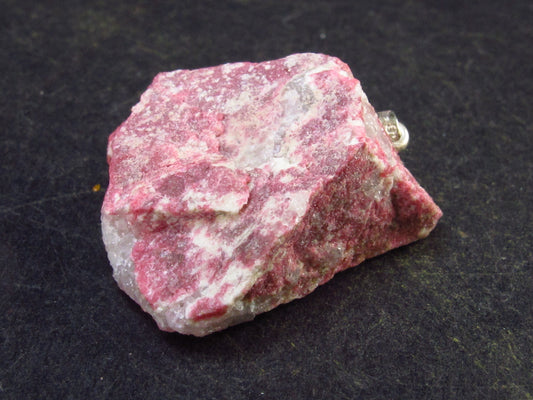 Rosaline Zoisite!! Rare Raw Deep Pink Thulite Silver Pendant From Norway - 1.0"