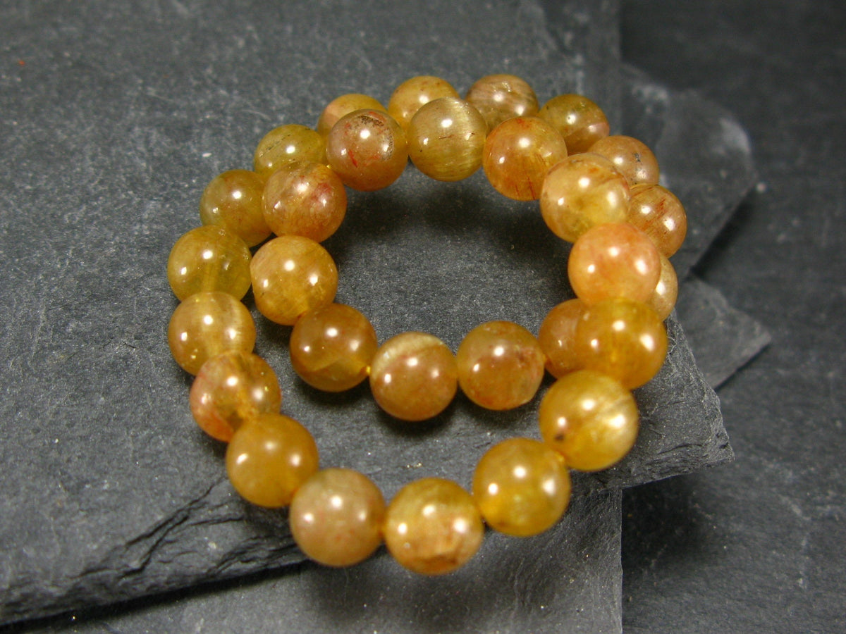 Rare Golden Apatite Genuine Bracelet From Mexico ~ 7 Inches ~ 6mm Round Beads