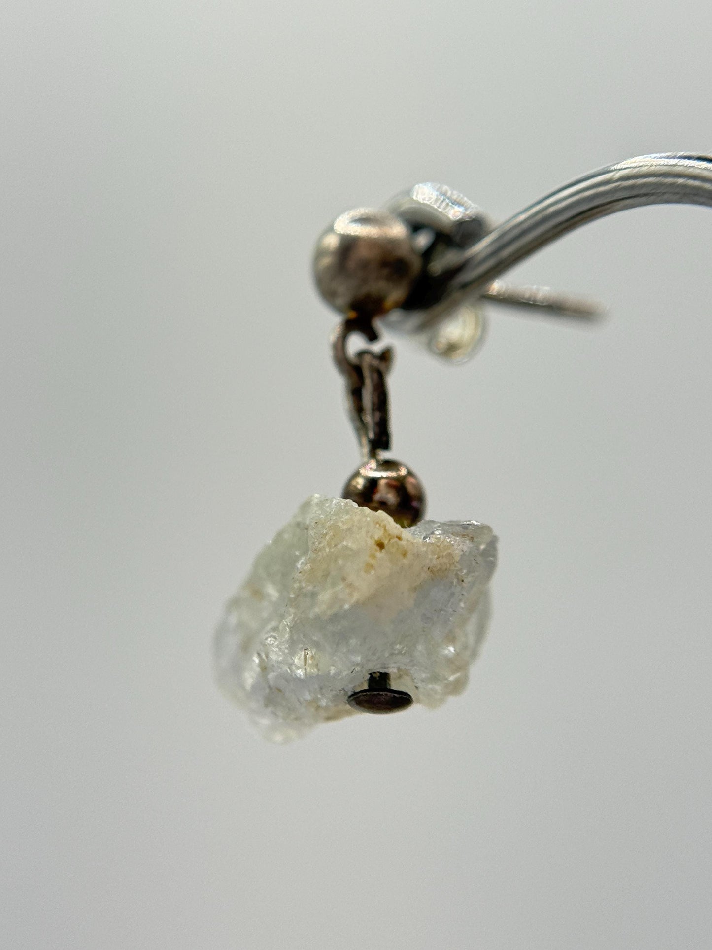 Raw Herderite Crystal Drop Earrings in Sterling Silver – Natural Mineral Dangle - 2.60g