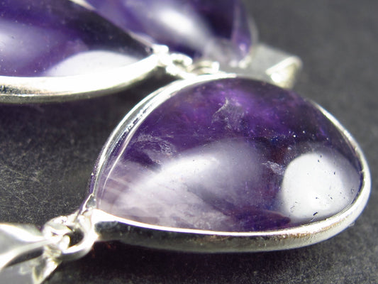 Lot of 3 Natural Purple Amethyst Drop Shaped Pendants From Brazil
