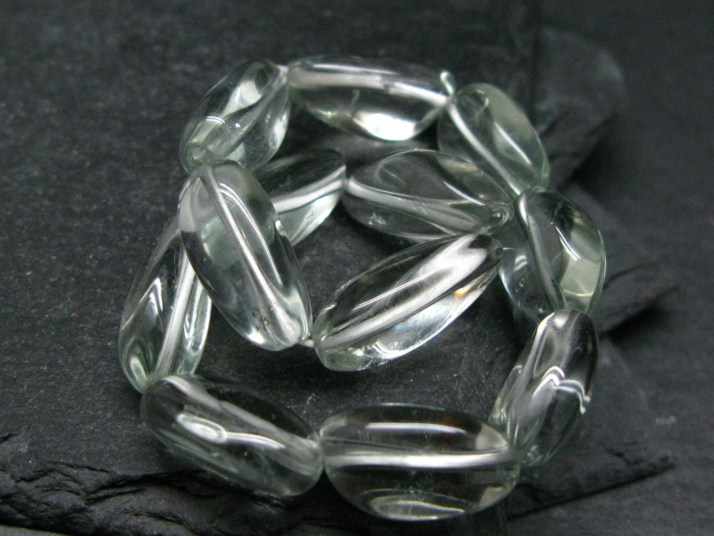 Prasiolite Green Amethyst Genuine Bracelet ~ 7 Inches ~ 14mm Tumbled Beads