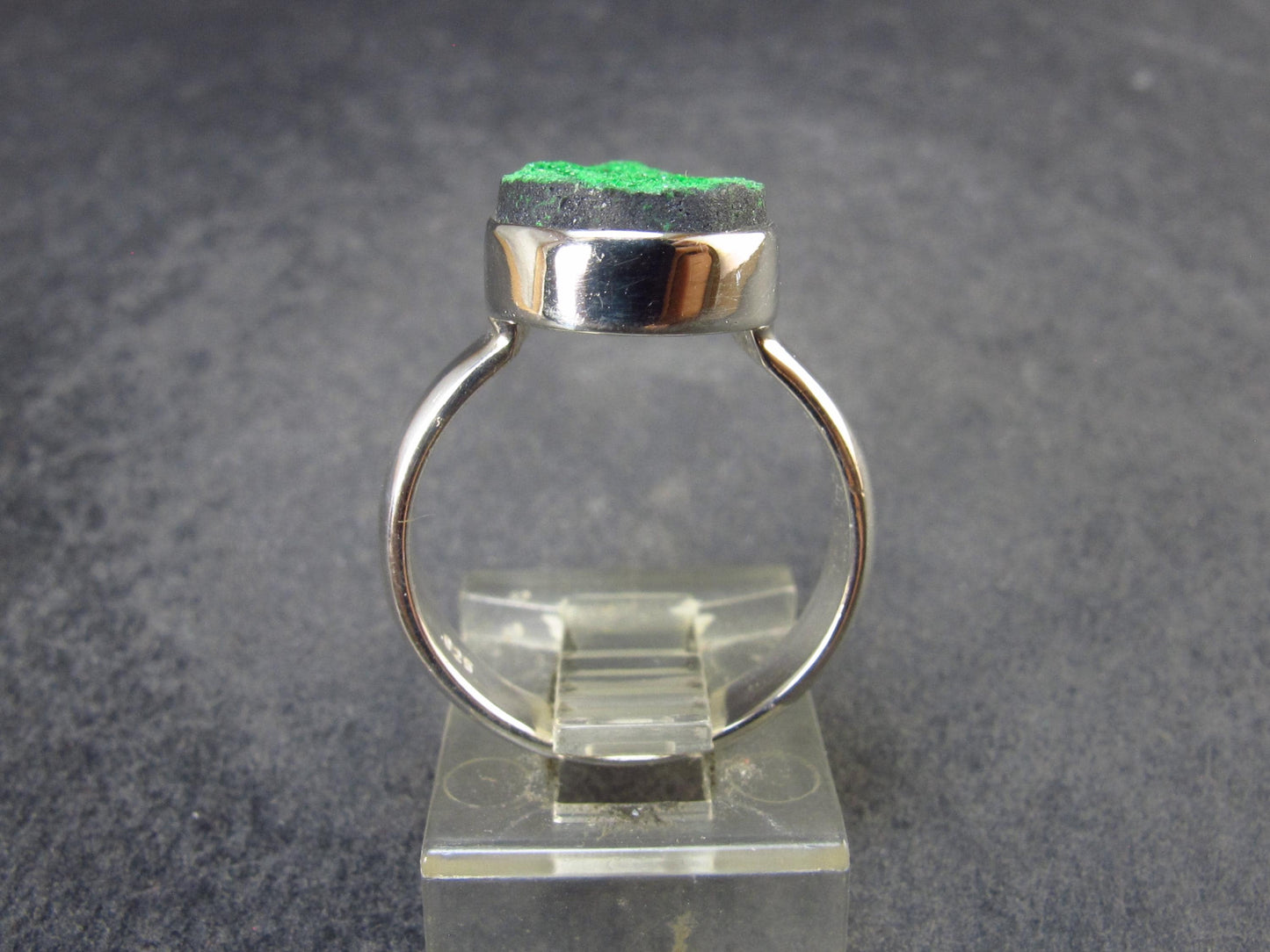 Uvarovite (Green Chromium Garnet) Cluster Silver Ring from Russia - Size 6.5 - 4.71 Grams