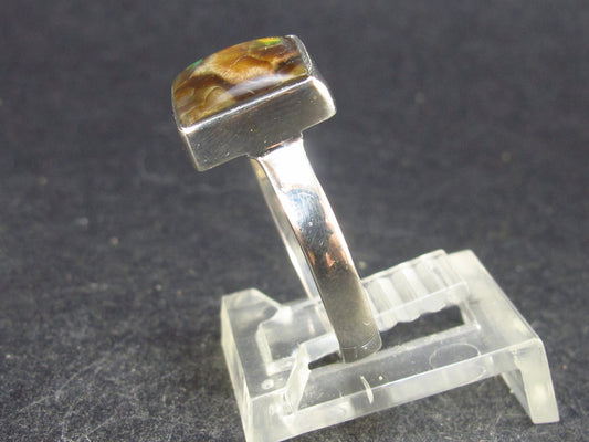 Ammolite Amolite Sterling Silver Ring From Canada - 2.7 Grams - Size 8.25