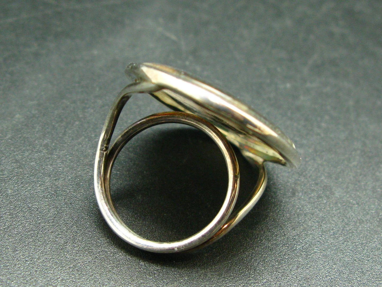 Motherland!! Rare Scenery Moss Agate Cabochon 925 Sterling Silver Ring with Silver Chain from Kazakhstan - Size 7