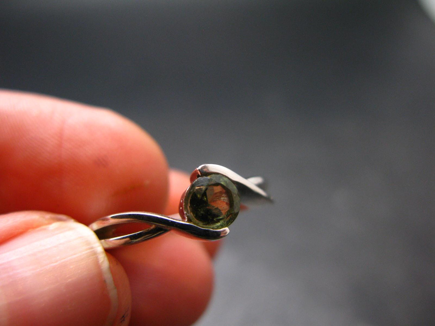 Moldavite Sterling Silver Ring From Czech Republic - Size 5 - 2.39 Grams