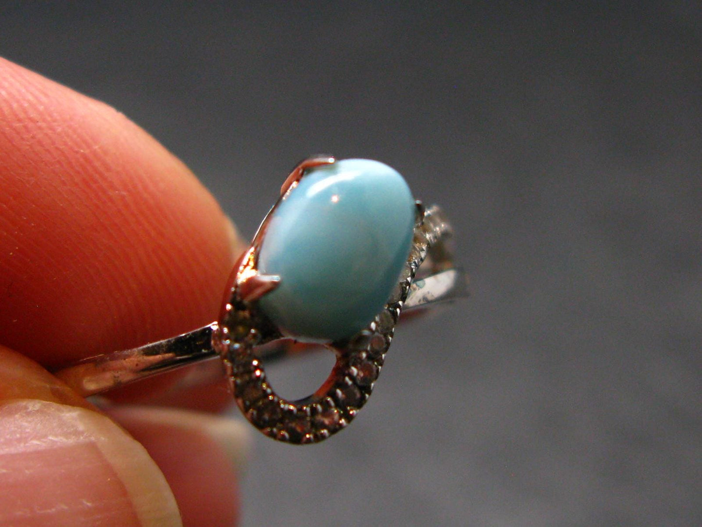 Larimar AAA Quality Sterling Silver Ring - Size 7.25 - 2.20 Grams