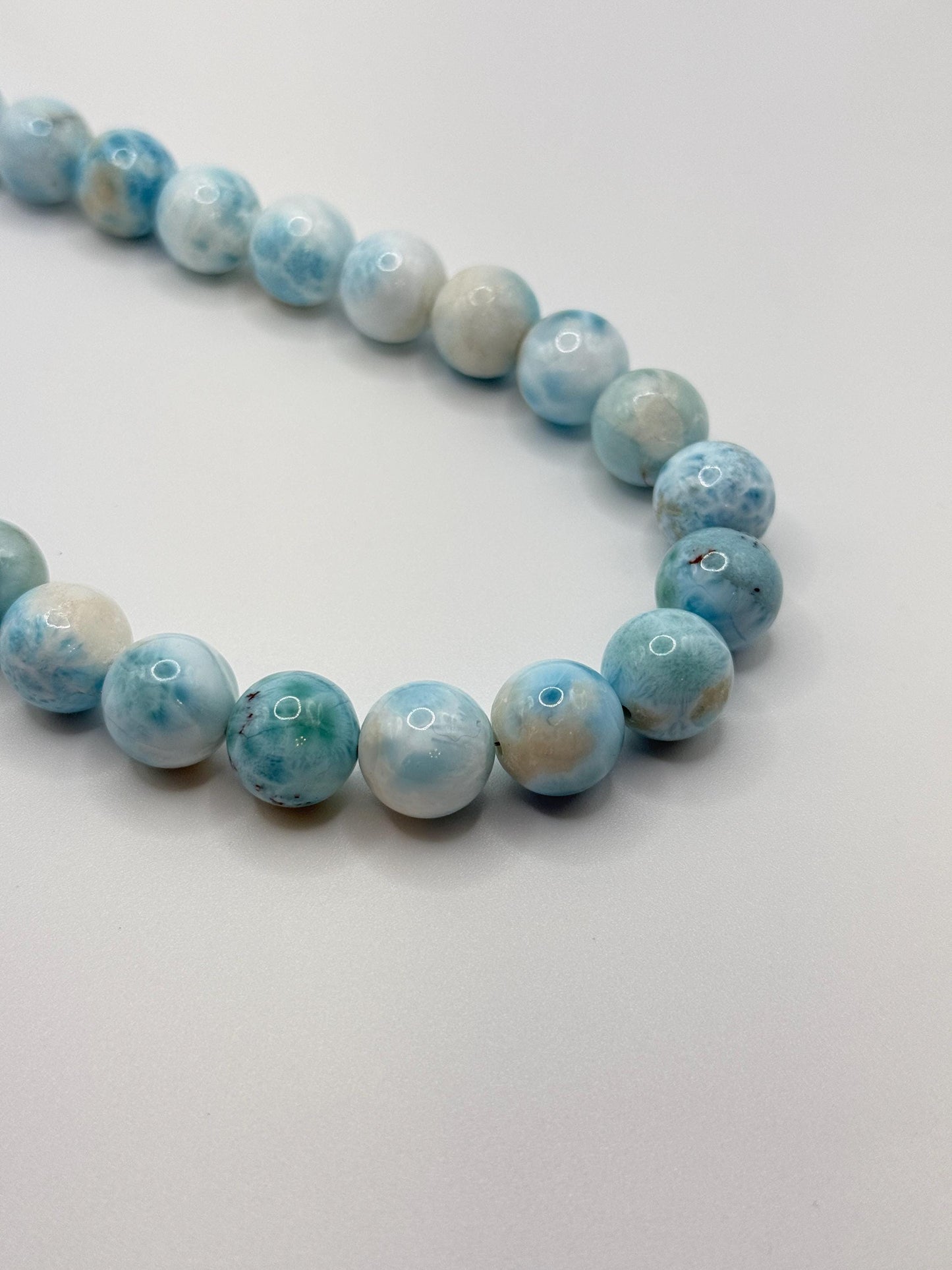 Larimar Beaded Necklace Blue Gemstone Jewelry Ocean Stone Necklace Gift