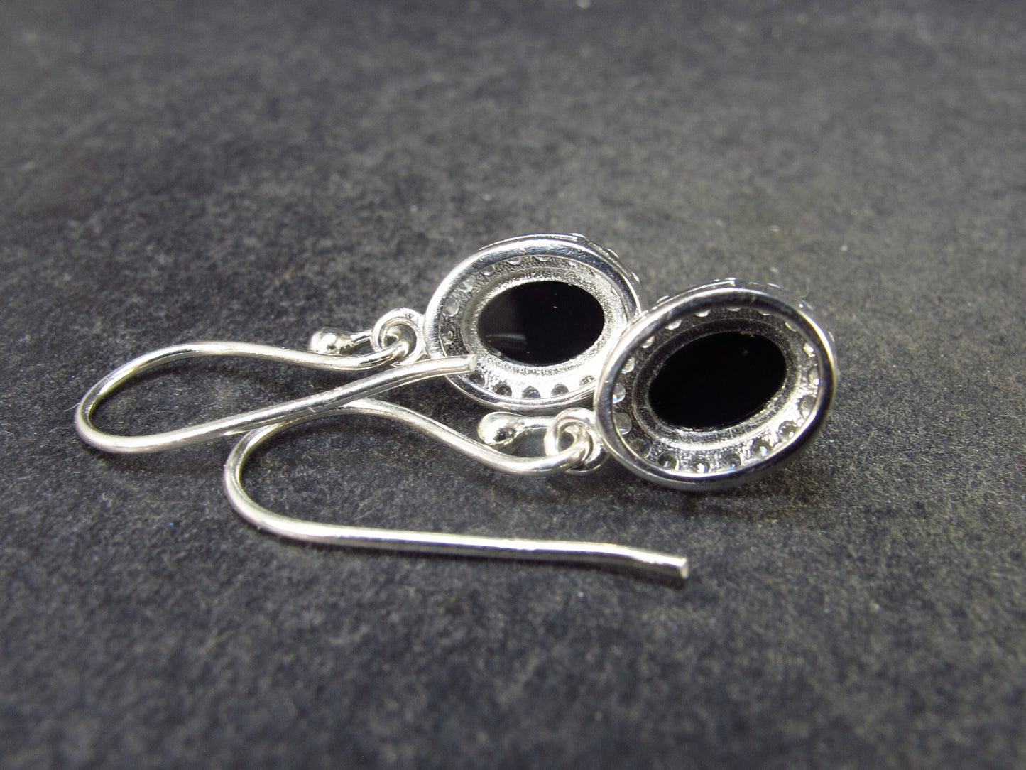 Black Onyx Tear Shaped Sterling Silver Dangle Earrings - 2.00 Grams