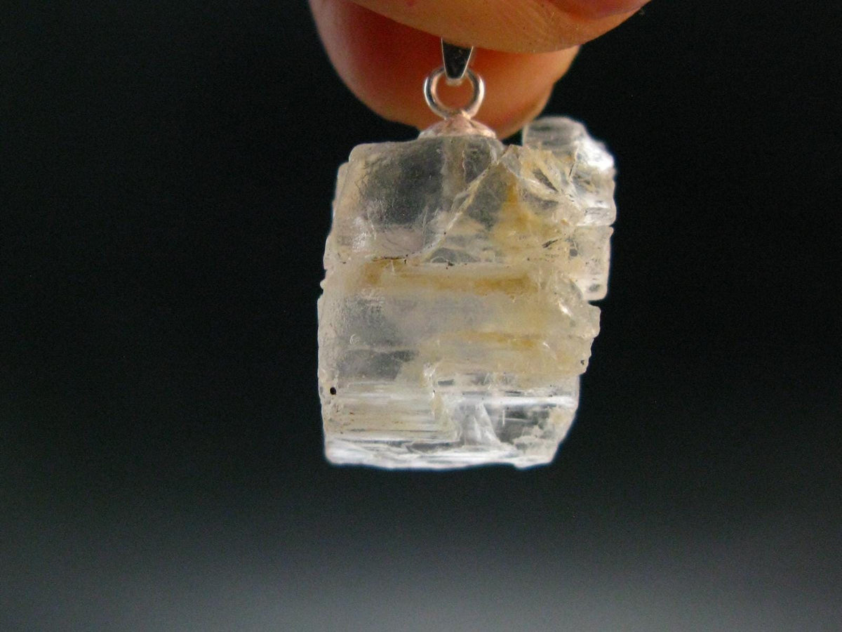 Clear Petalite Crystal Silver Pendant from Brazil - 0.9" - 4.13 Grams