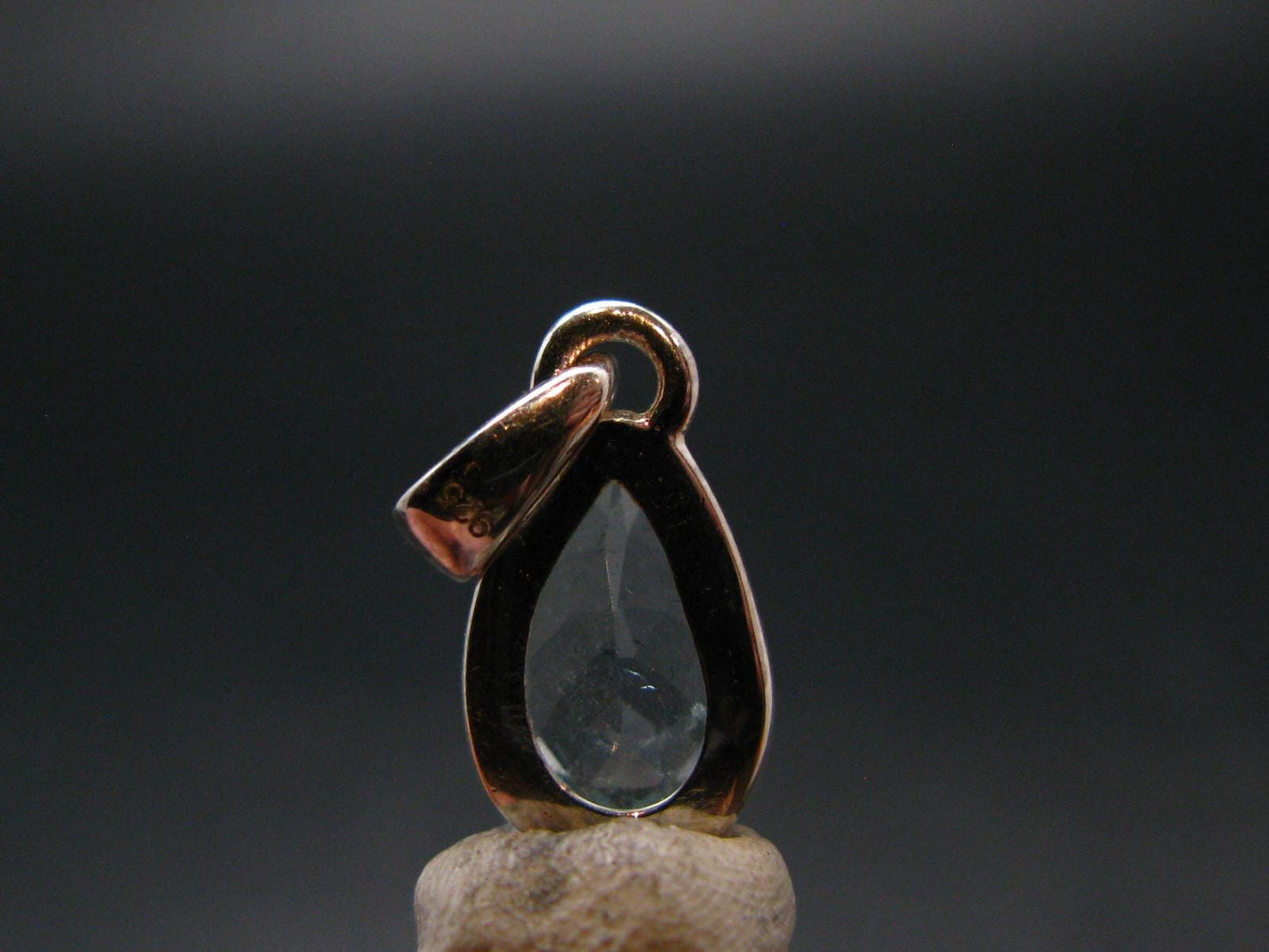 Stunning Genuine Faceted Aquamarine Gem Sterling Silver Pendant From Brazil - 0.7"
