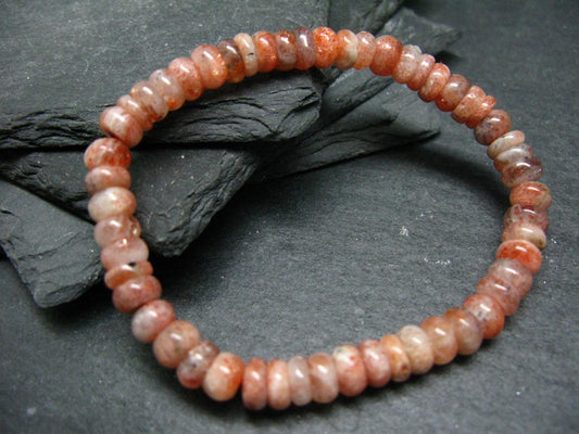 Sunstone Genuine Bracelet ~ 7 Inches ~ 7mm Rondelle Beads