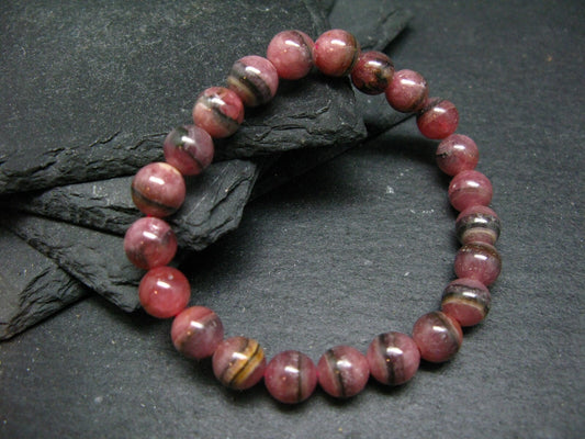 Rhodochrosite Genuine Bracelet ~ 7 Inches ~ 8mm Round Beads