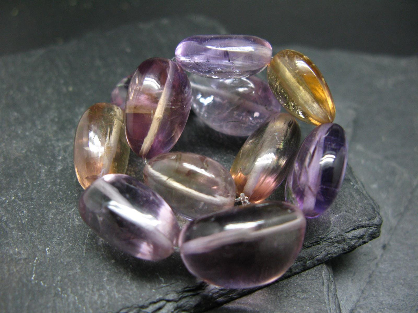 Ametrine Genuine Bracelet ~ 7 Inches ~ 18mm Tumbled Beads