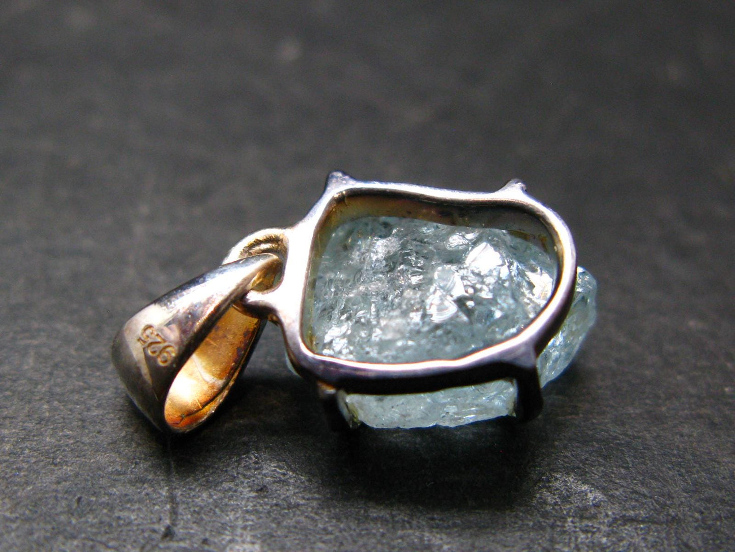Aquamarine Crystal Silver Pendant From Brazil - 0.8" - 1.96 Grams