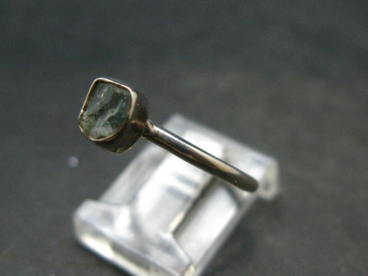 Cute Delicate Genuine Raw Aquamarine Gem Sterling Silver Ring - Size 8.25