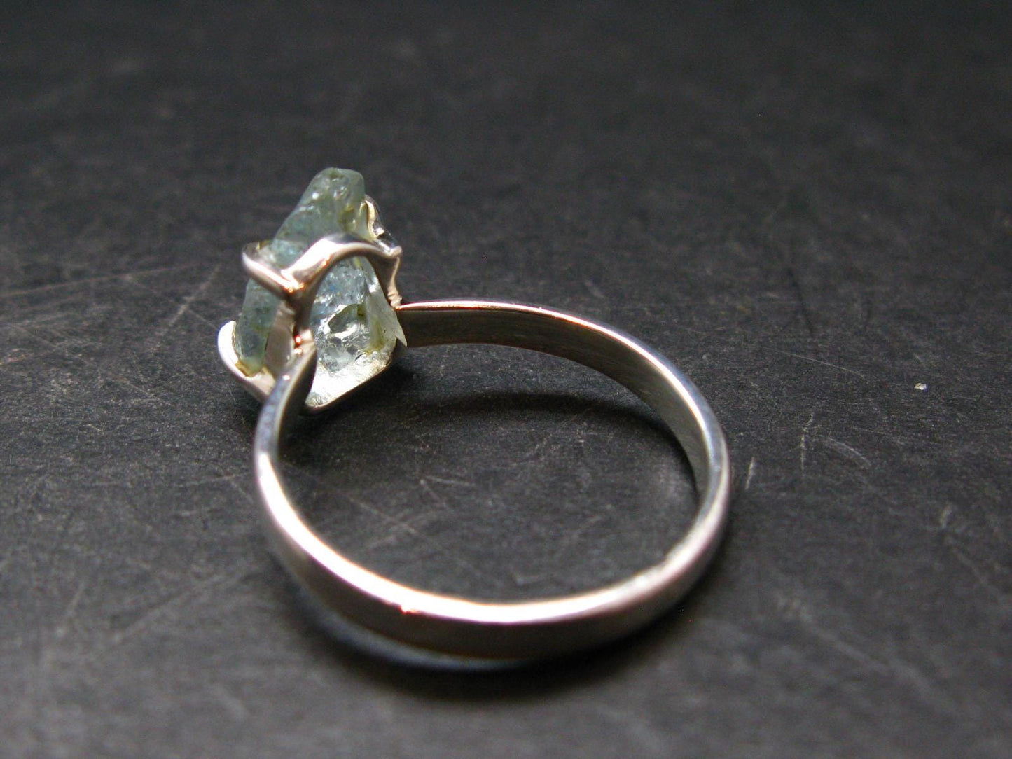 Raw Aquamarine Gem Sterling Silver Ring From Brazil - Size 9 - 3.10 Grams