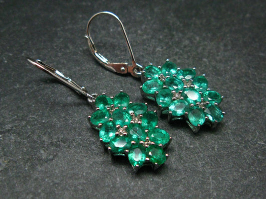 Gem Emerald Faceted Dangle Earrings In Sterling Silver