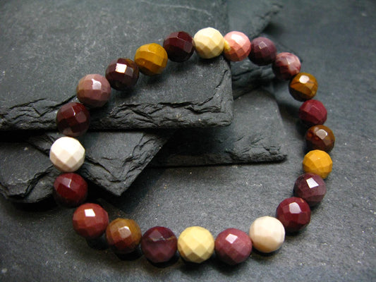 Mookaite Jasper Genuine Bracelet ~ 7 Inches ~ 8mm Facetted Beads