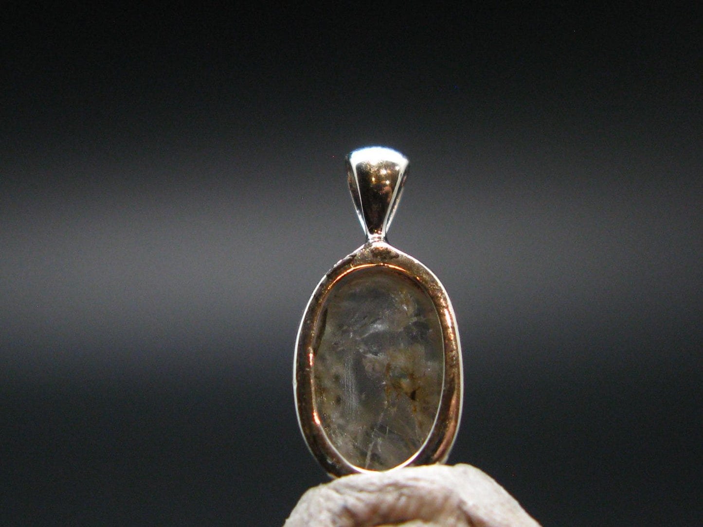 Gray Herderite Silver Pendant from Africa - 0.7" - 1.16 Grams