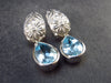 Faceted Natural Sky Blue Topaz Dangle 925 Silver Earrings from Brazil - 1.5" - 15.9 Grams