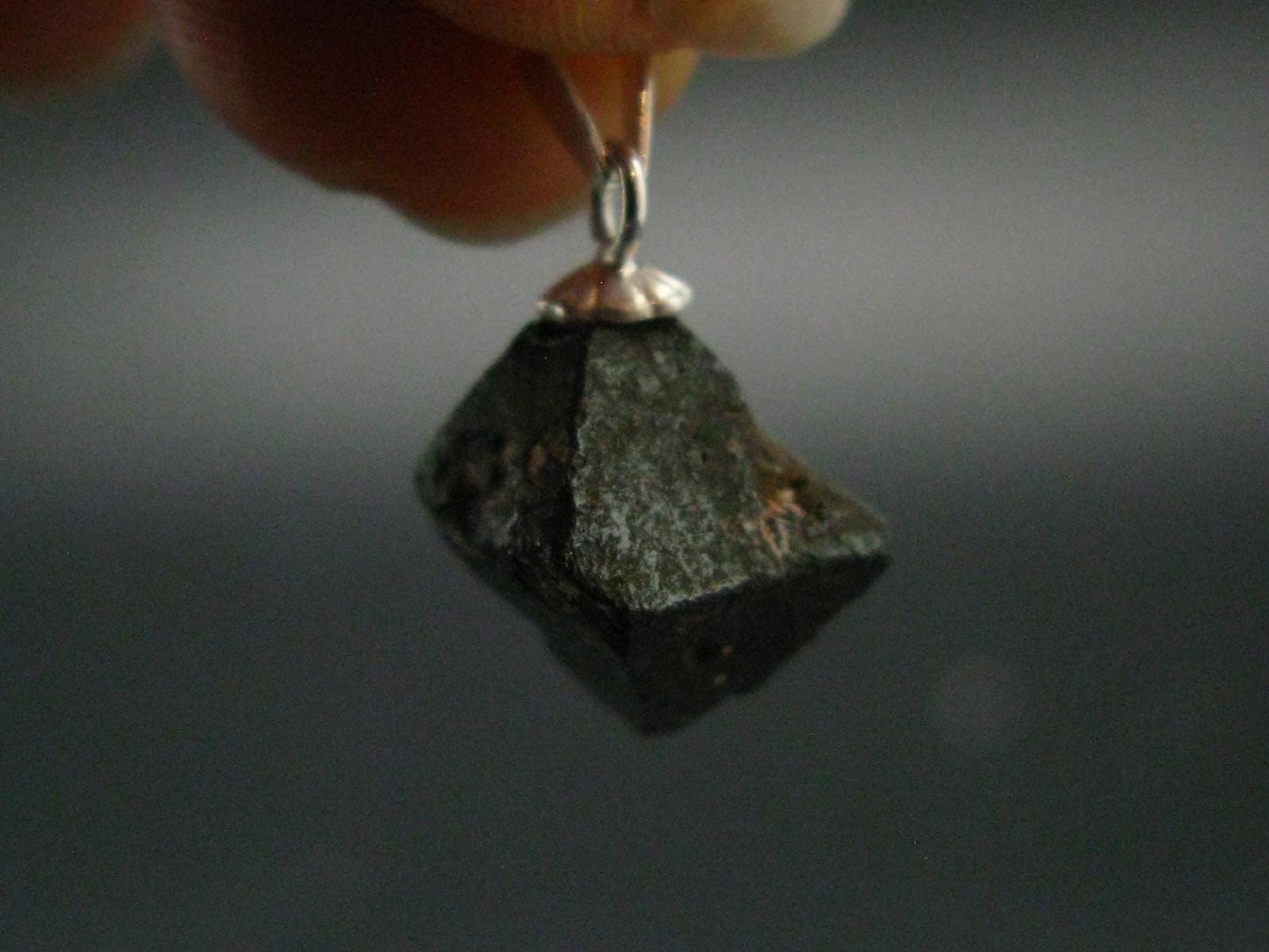 Magnetite Crystal Silver Pendant From Bolivia - 0.7" - 2.20 Grams